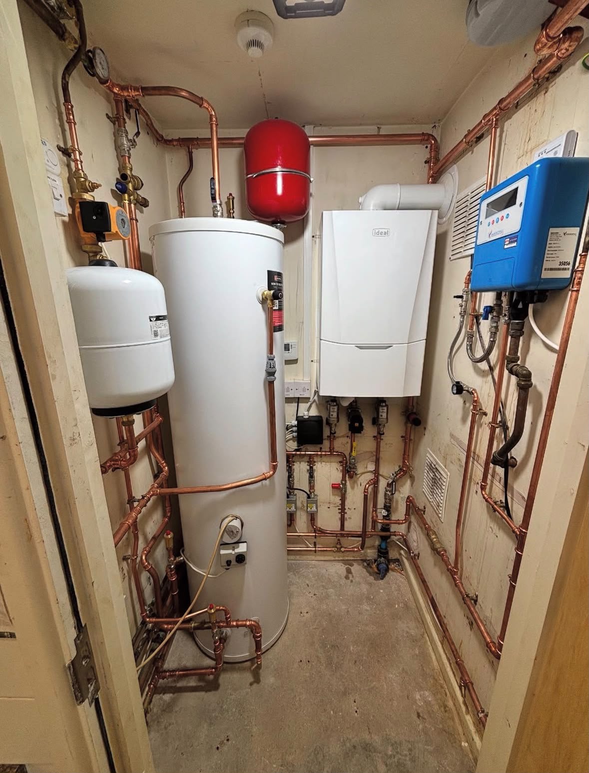 Full central heating plant room with boiler and unvented cylinder